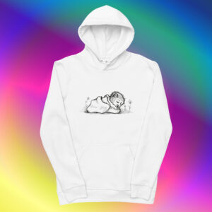 Sleepy Bear White Organic Cotton and Recycled Polyester Hoodie at Mysterious Studio