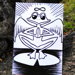 Saint Frog postcard by Minnamari Helmisaari on Mysterious Studio