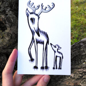 Dear Deer Postcard by Minnamari Helmisaari on Mysterious Studio